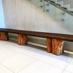 Beautiful Custom Claro Walnut Bench with Carved Cypress Bases