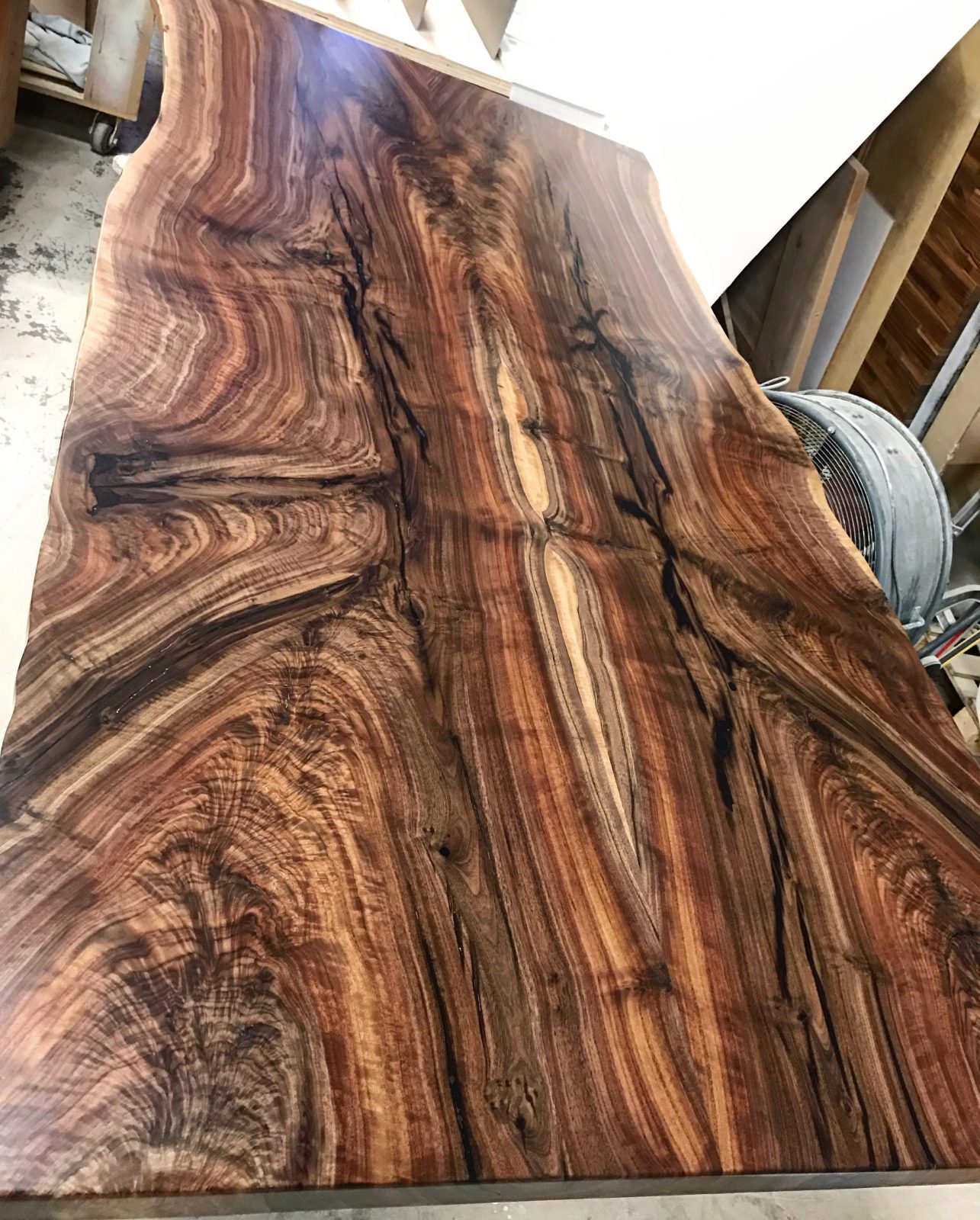 Beautiful Custom Claro Walnut Bookmatched Dining Table
