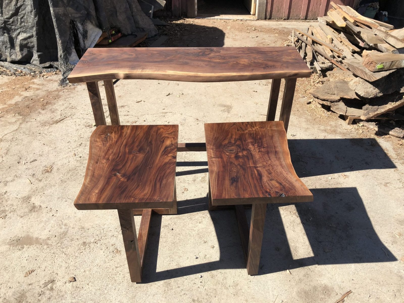 Custom Sofa Table and 2 Matching Side Tables