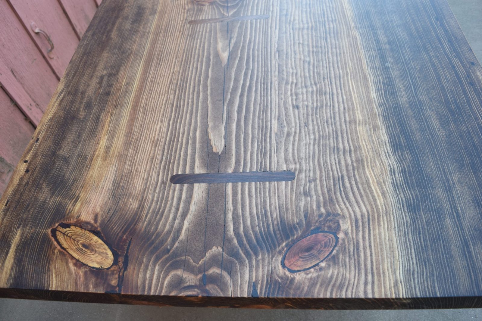 Beautiful Custom Denim Pine Dining Table with Matching Legs Salvaging