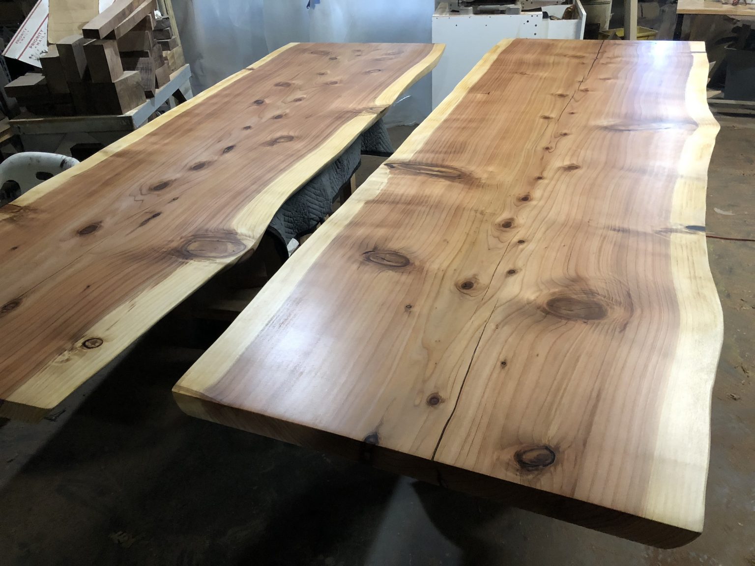 2 Beautiful Live Edge Redwood Table Tops for a Local Pizzeria