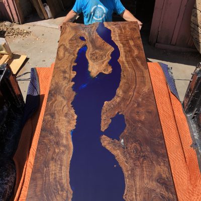 8′ Custom Epoxy Resin Claro Walnut Dining Table