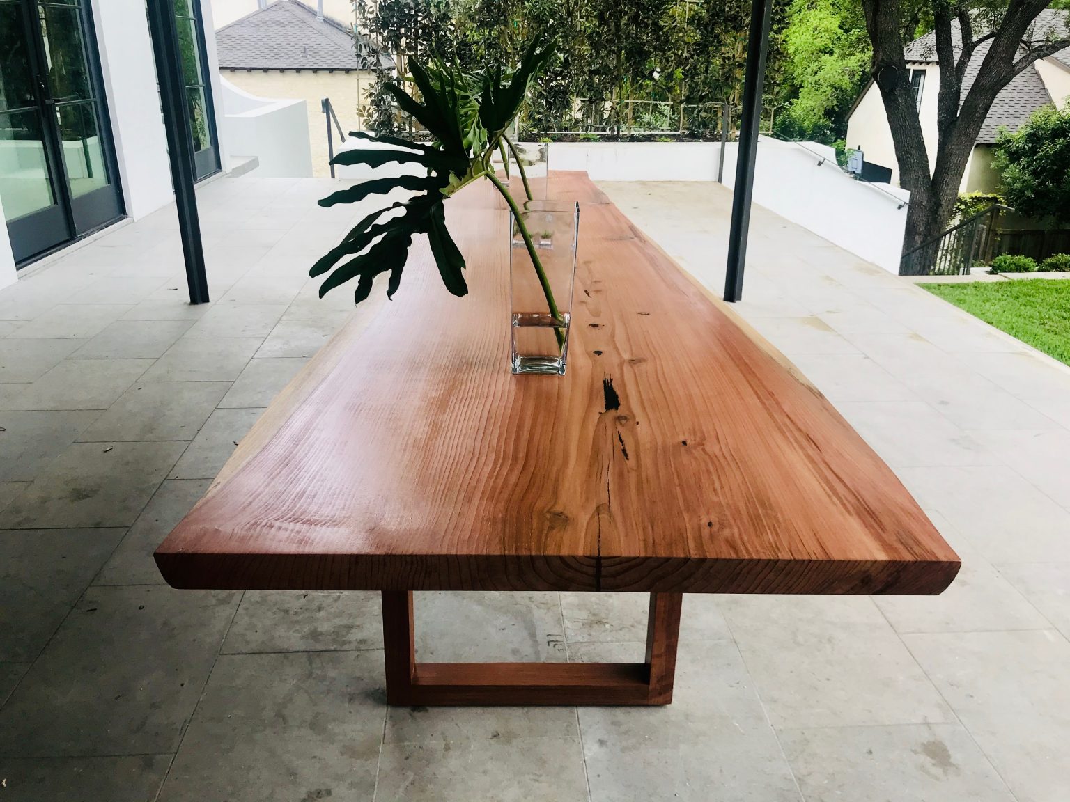 Custom Outdoor Live Edge Redwood Table with Redwood Legs Salvaging