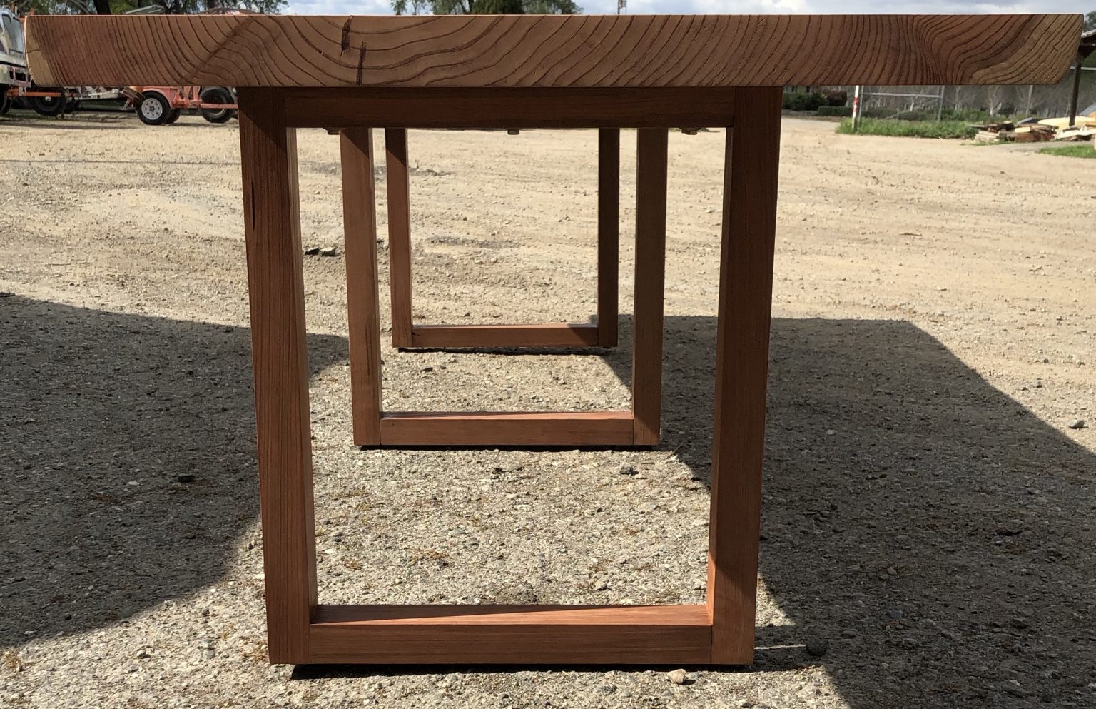 Custom Outdoor Live Edge Redwood Table with Redwood Legs Salvaging