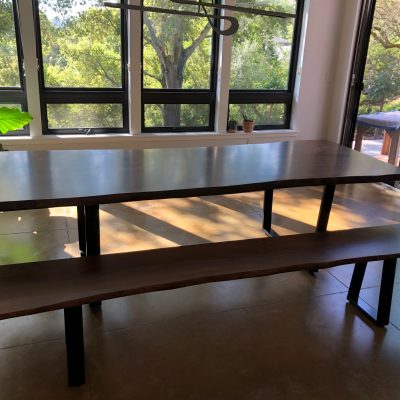 Custom Claro Walnut Dining Table with Matching Bench