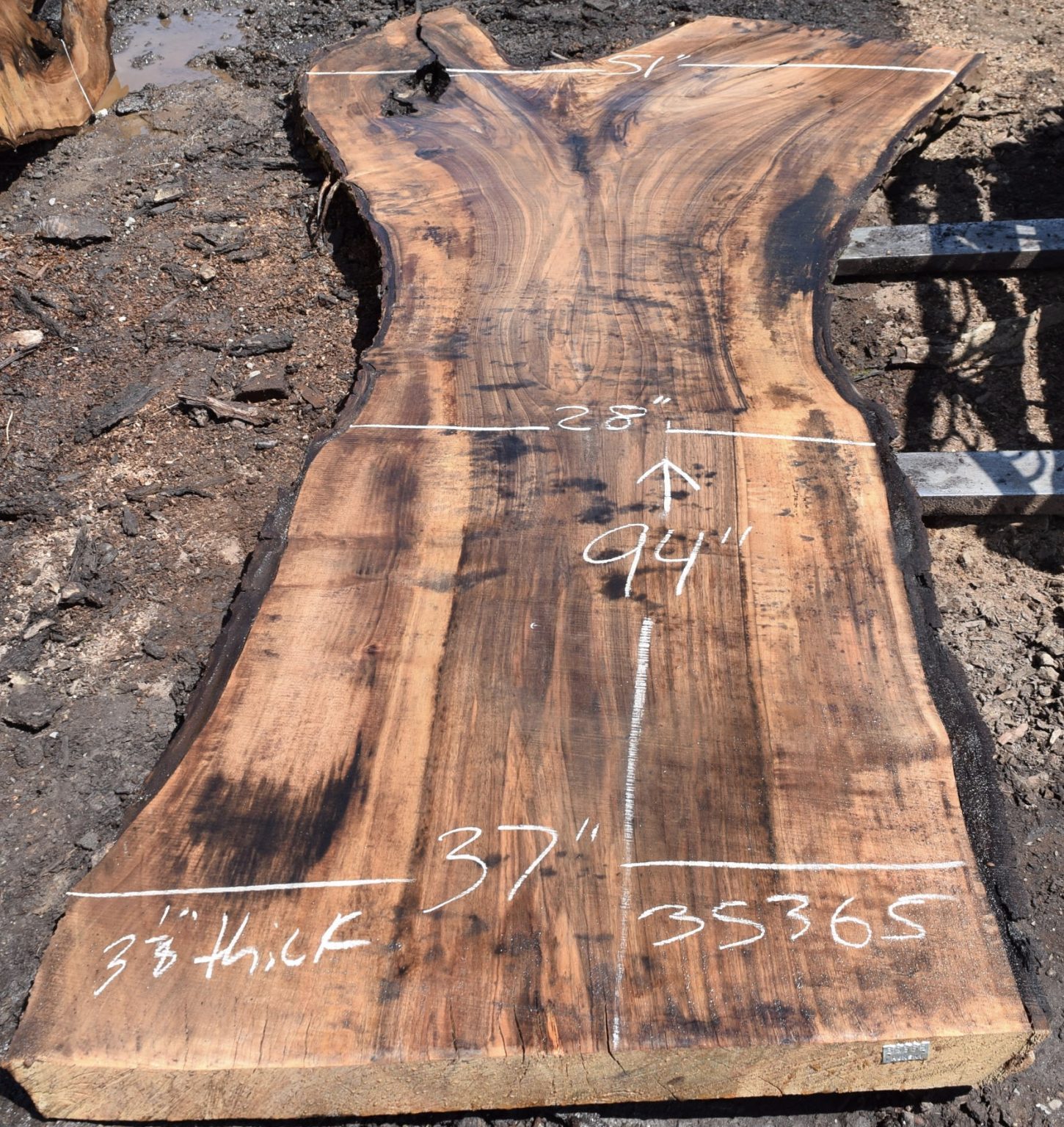 35365 Grafted English Bastogne Walnut Slab 94”x51”28”x3 1/8” Aug 2019