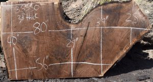35350 Highly Figured Claro Walnut Crotch Slab 80”x40”-29”x3 1/8”