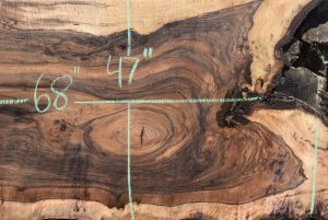 35396 Figured Bastogne Walnut Slab 68"x57"-47"x3 3/8" July 2021 - Image 4