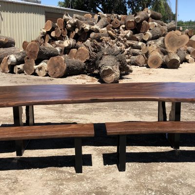 Custom 11′ Walnut Dining Table with 2 Matching Benches