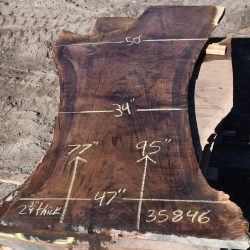 35846 Figured Claro Walnut Slab 95"x50"-34"x2 3/4" July 2022