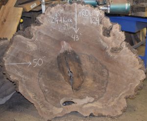 HROUND-129 Claro Walnut Burl Cookie Slab 50"x43"x2 3/4" - Image 3