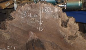 HROUND-129 Claro Walnut Burl Cookie Slab 50"x43"x2 3/4" - Image 5