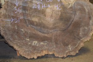 HROUND-130 Grafted Claro Walnut Burl Cookie Slab 51"x42"-36"x2 5/8" - Image 4