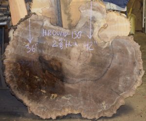 HROUND-130 Grafted Claro Walnut Burl Cookie Slab 51"x42"-36"x2 5/8"