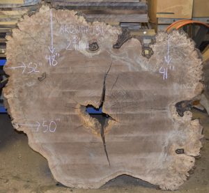 HROUND-131 Claro Walnut Burl Cookie Slab 52"x48"-41"x2 3/4" - Image 3