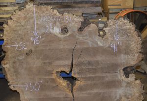 HROUND-131 Claro Walnut Burl Cookie Slab 52"x48"-41"x2 3/4" - Image 5
