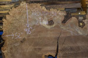 HROUND-131 Claro Walnut Burl Cookie Slab 52"x48"-41"x2 3/4" - Image 6