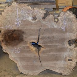 HROUND-131 Claro Walnut Burl Cookie Slab 52"x48"-41"x2 3/4"
