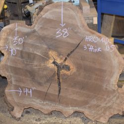 HROUND-135 Claro Walnut Round Cookie Slab 44”-38”x3”