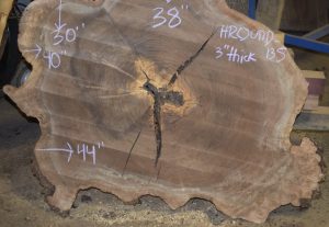 HROUND-135 Claro Walnut Round Cookie Slab 44”-38”x3” - Image 2