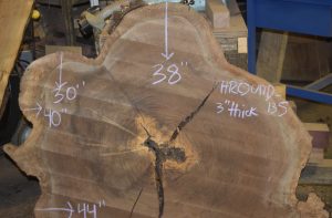 HROUND-135 Claro Walnut Round Cookie Slab 44”-38”x3” - Image 3