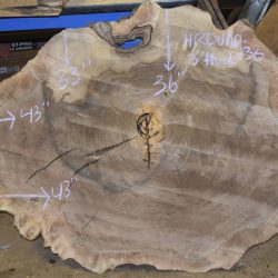 HROUND-136 Grafted English Claro Walnut Round Cookie Slab 43”-36”x3”