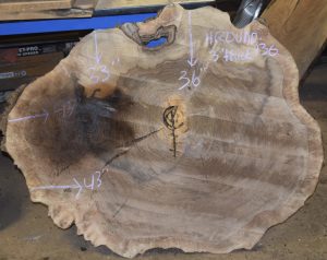 HROUND-136 Grafted English Claro Walnut Round Cookie Slab 43”-36”x3” - Image 4