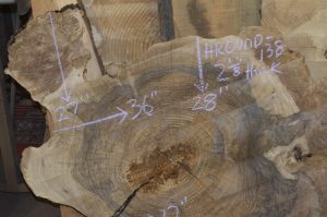 HROUND-138 Grafted English Claro Walnut Burl Round Slab 36”-28”x2 1/8” - Image 2