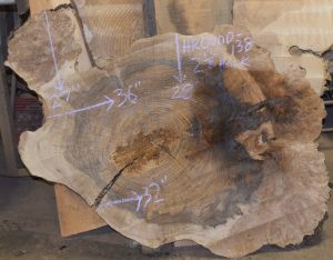 HROUND-138 Grafted English Claro Walnut Burl Round Slab 36”-28”x2 1/8” - Image 3