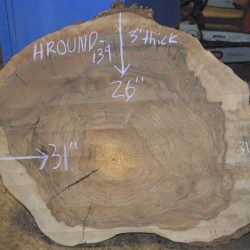 HROUND-139 Grafted English Claro Walnut Round Slab 31”x26”x3”