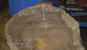 HROUND-139 Grafted English Claro Walnut Round Slab 31”x26”x3” - Image 3