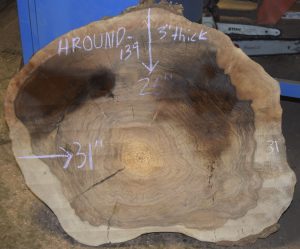 HROUND-139 Grafted English Claro Walnut Round Slab 31”x26”x3” - Image 4
