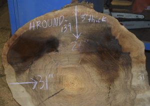 HROUND-139 Grafted English Claro Walnut Round Slab 31”x26”x3” - Image 5