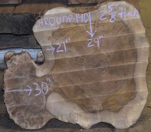 HROUND-140 Grafted English Claro Walnut Round Slab 30”x24”x2 5/8”