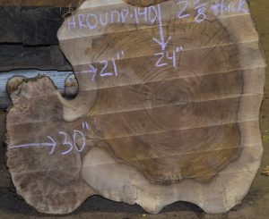HROUND-140 Grafted English Claro Walnut Round Slab 30”x24”x2 5/8” - Image 2