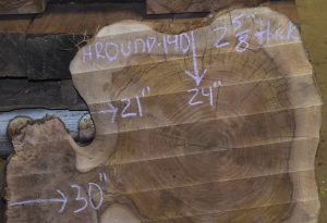 HROUND-140 Grafted English Claro Walnut Round Slab 30”x24”x2 5/8” - Image 3