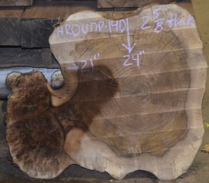 HROUND-140 Grafted English Claro Walnut Round Slab 30”x24”x2 5/8” - Image 4