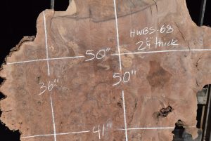 HWBS-68 Claro Walnut Burl Slab 50”x50”x2 1/4” - Image 3