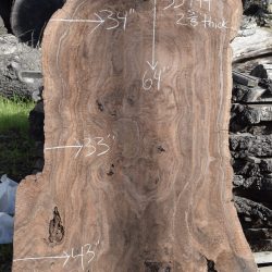 35499 Highly Figured Claro Walnut Slab 64”x43”-33”x2 5/8”