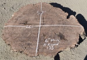 HROUND-155 Thick Claro Walnut Burl Round 66”x57”x6”
