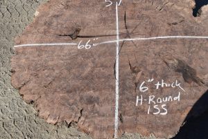 HROUND-155 Thick Claro Walnut Burl Round 66”x57”x6” - Image 2