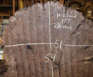 HROUND-157 Claro Walnut Burl Round 54”x51”x2 3/4” - Image 2