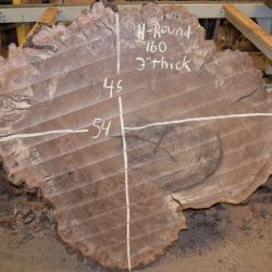 HROUND-160 Claro Walnut Burl Round 54”x45”x3”