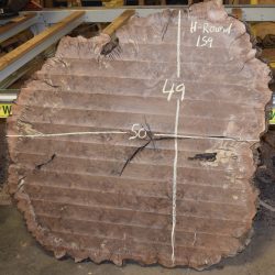 HROUND-159 Claro Walnut Burl Round 50”x49”x2 5/8”