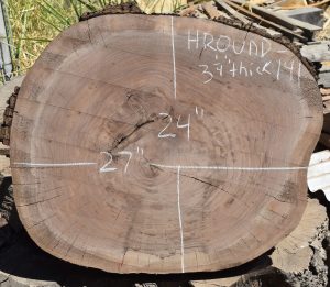 HROUND-141 Claro Walnut Round Slab 27”x24”x3 1/4