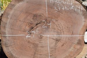 HROUND-141 Claro Walnut Round Slab 27”x24”x3 1/4 - Image 2