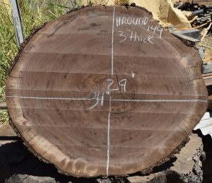 HROUND-144 Claro Walnut Round Slab 34”x29”x3”