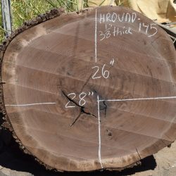 HROUND-145 Claro Walnut Round Slab 28”x26”x3 1/8”