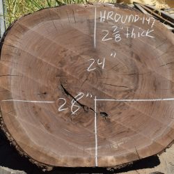 HROUND-147 Claro Walnut Round Slab 28”x24”x2 7/8”