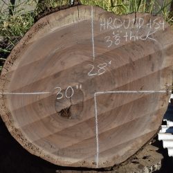 HROUND-154 Claro Walnut Cookie Slab 30”x28”x3 1/8”